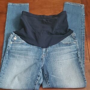 Ag Adriano Goldschmied Blue Maternity Jeans with Natural Fading